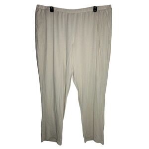 Open Edit Womens 3X Beige Organic Cotton Tencel Modal‎ Knit Lounge Pants 8771